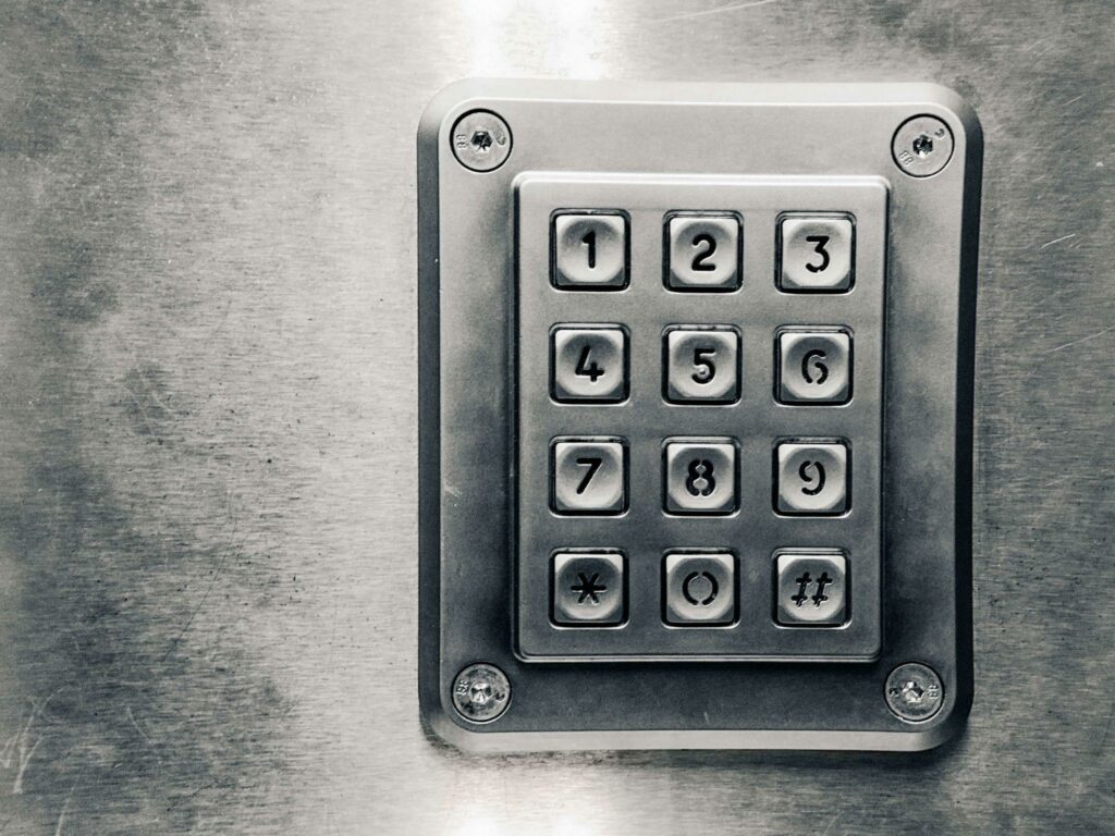 a silver anti vandal keypad for safes