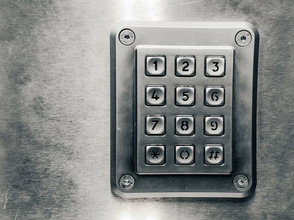 close-up photo of a safe keypad
